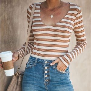 Vici striped bodysuit